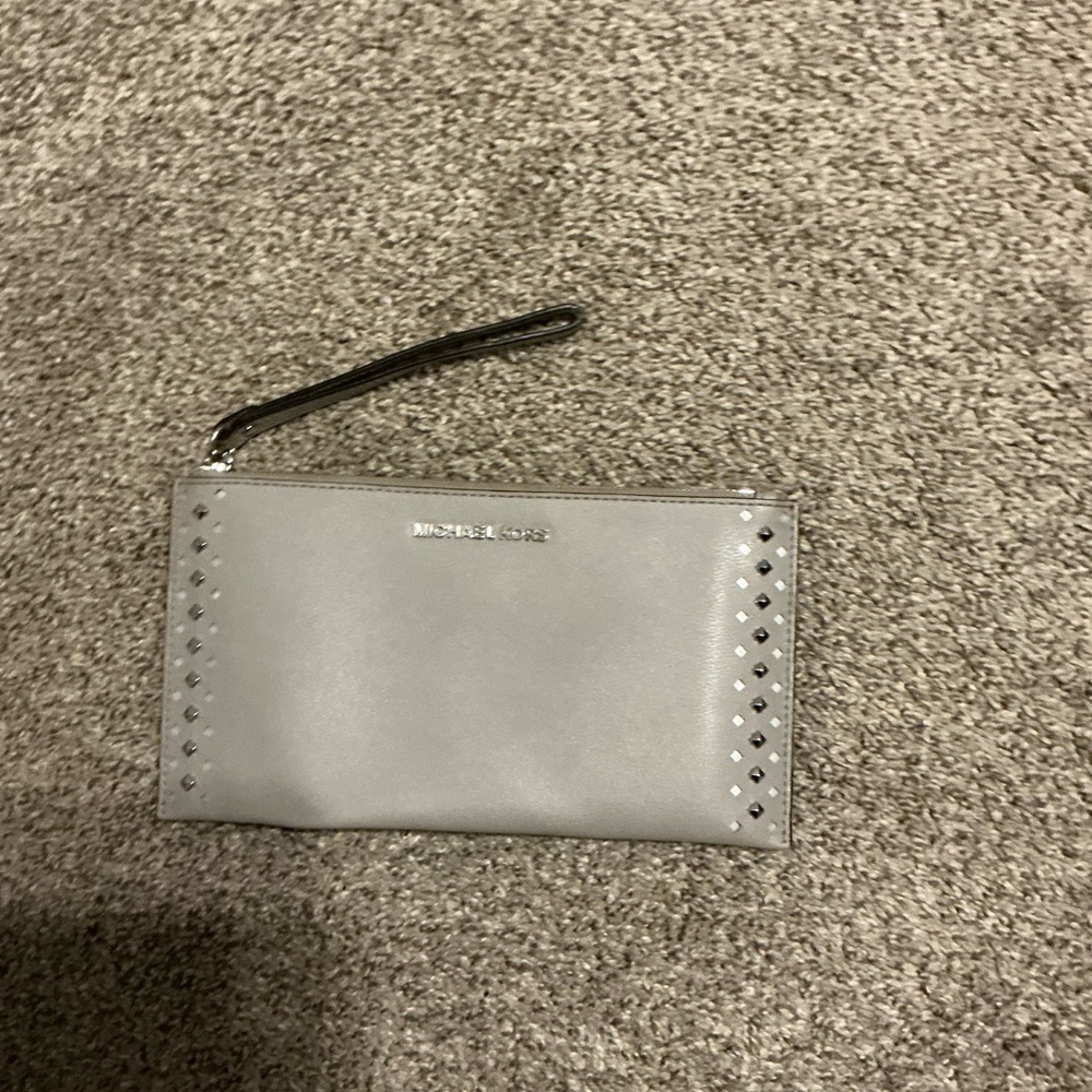 Michael Kors Silver Studded Wristlet
